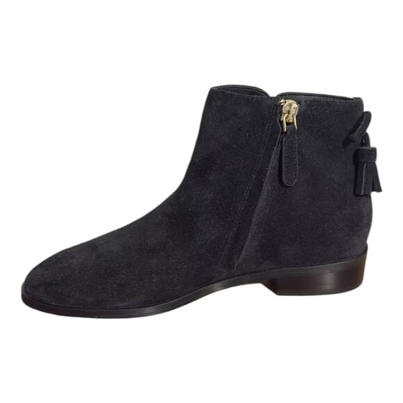 KATE SPADE Saddle Bootie Black Suede Ankle Boots Sz Side Zip 7 B Tassle $248 - Picture 10 of 13
